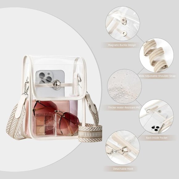 Clear Crossbody Bag for Women - Stylish & Durable for Concerts & Festivals - Picture 6 of 7